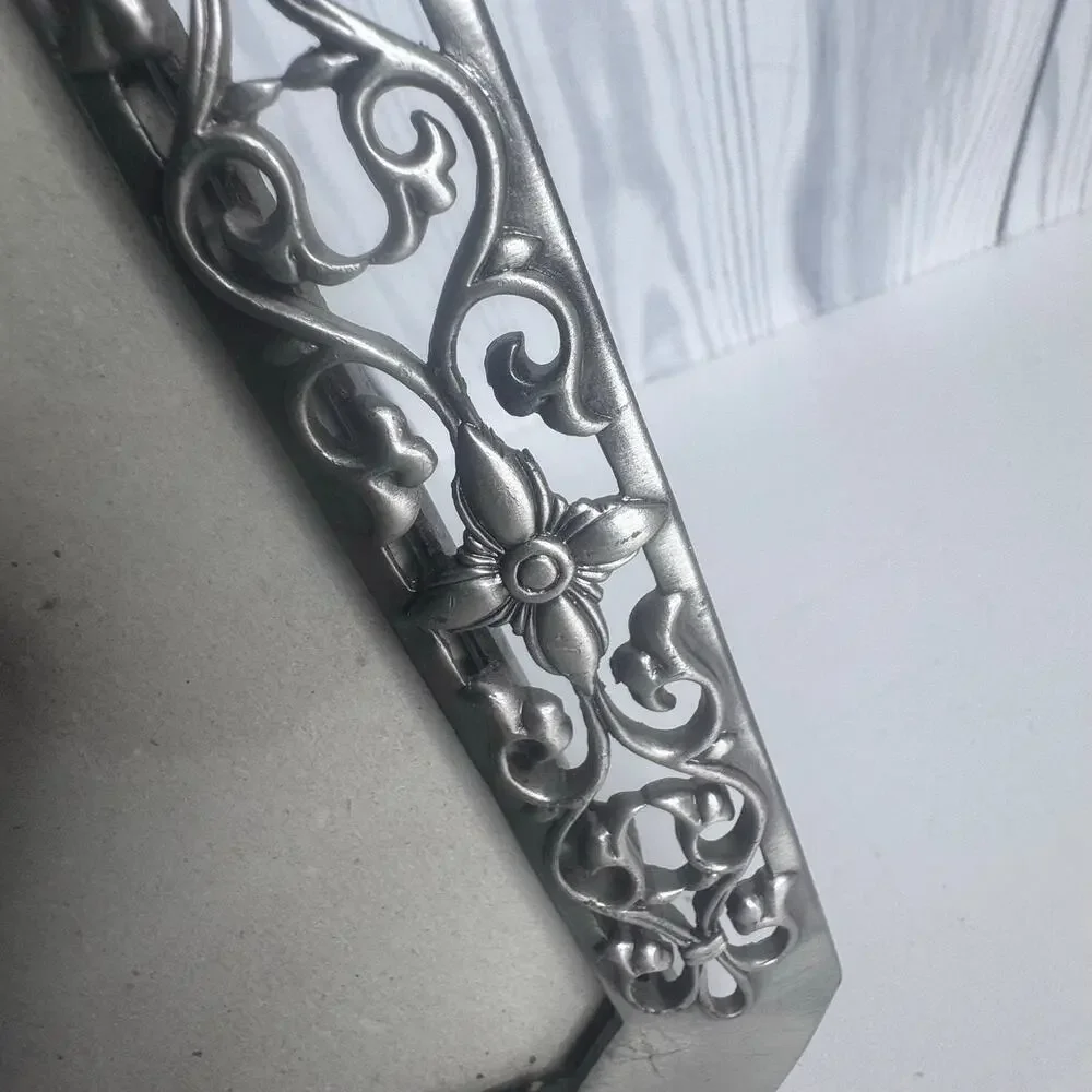 Vintage Floral Scrolling Pewter Picture Frame Ornate 8x6